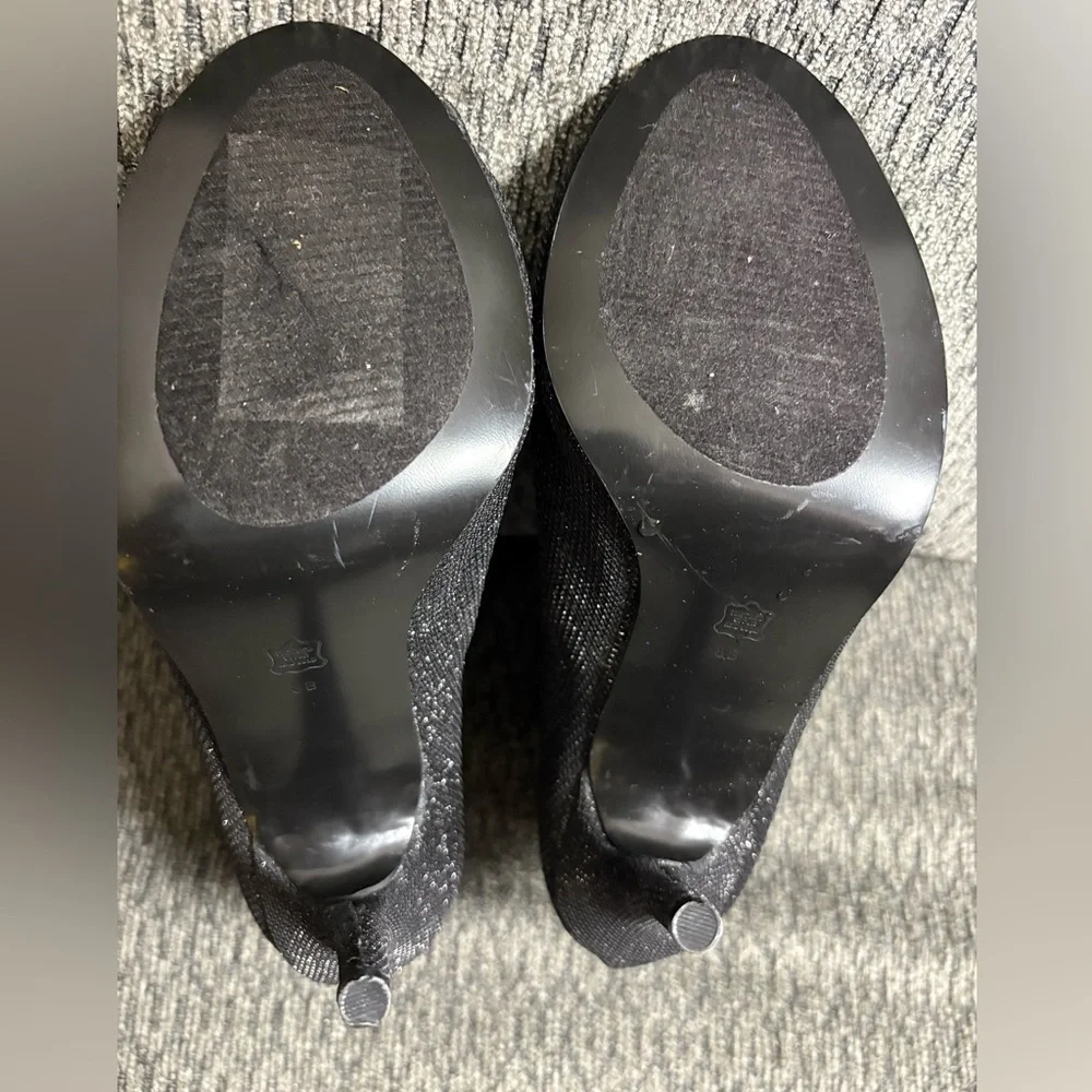 Caparros Pavlova Sparkly Black High Bootie Heels Open Toe Womens Size 8